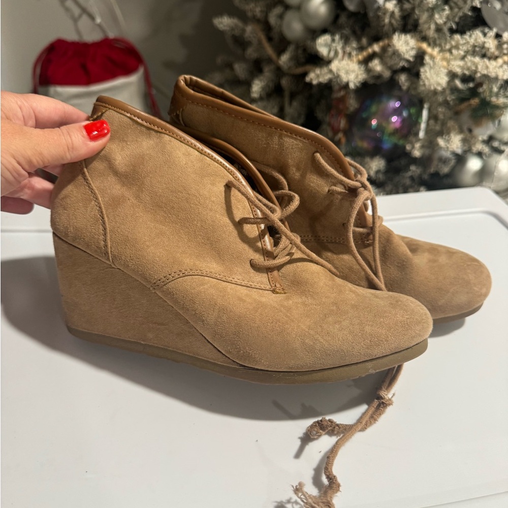 Tan Wedge Ankle Boots